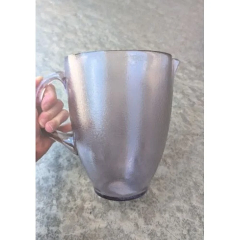 Vintage Violet Textured Glass Pitcher Purple Applied Handle Made in Italy